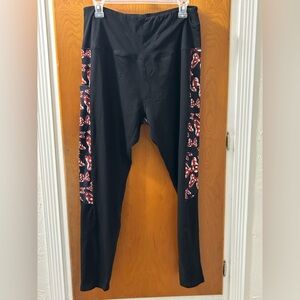 Charles Project Black Stretch Leggings Disney Minnie Bow themed
